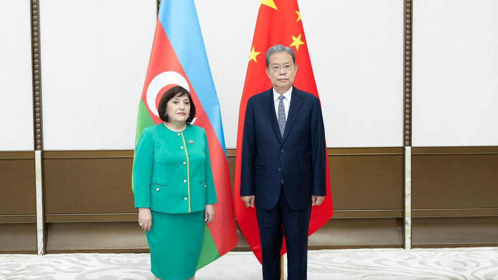Zhao Leji, chairman of the National People's Congress (NPC) Standing Committee, meets with Azerbaijan's Speaker of the Milli Majlis Sahiba Gafarova, who is in China for the Boao Forum for Asia (BFA) Annual Conference 2026, in Boao, Hainan Province, China, March 25, 2026. /Xinhua
